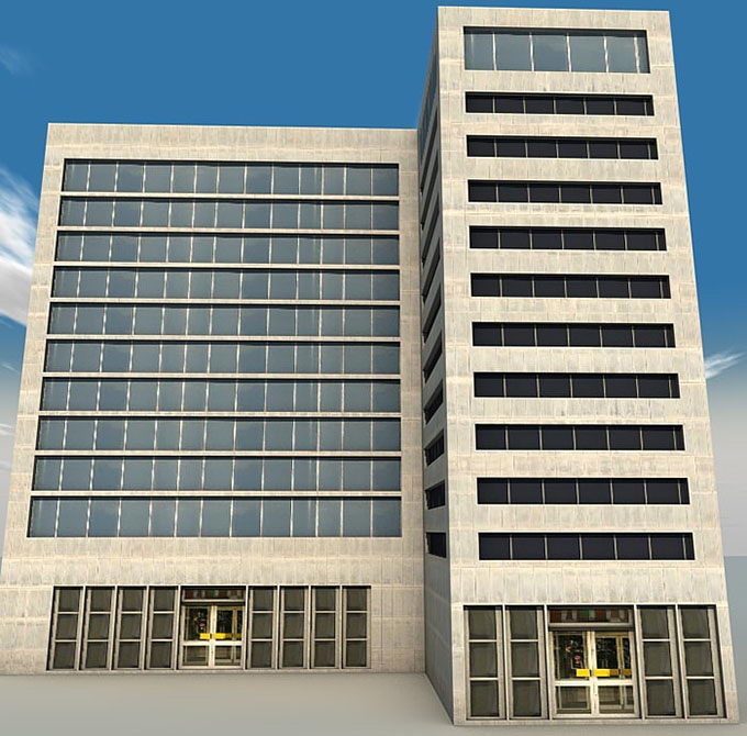 11 Floors Building 3D Model