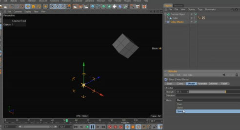 C4D: Using Delay effector with keyframe animation