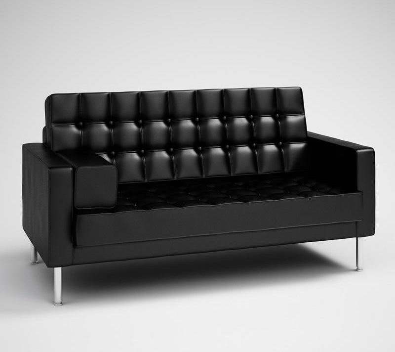 Black Leather Sofa 3D Model