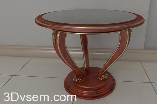 Classic Style Wooden Coffee Table 3D Model