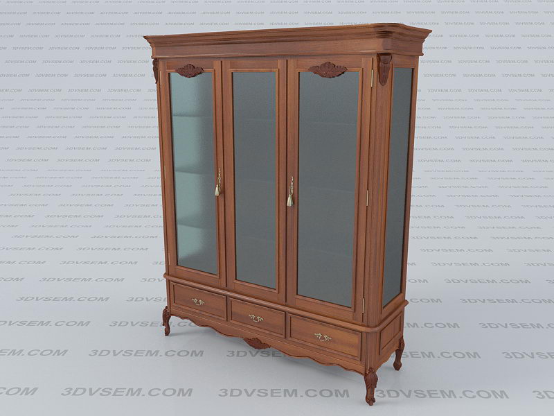 Classic Wooden Showcase 3D Model