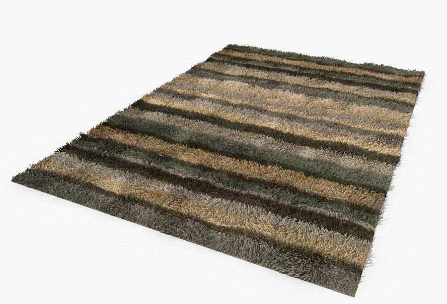 Color Strip Fluffy Carpet 3D Model