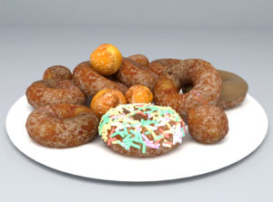 Donuts and Plate 3D Model