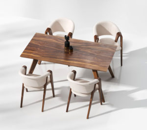 Free 3D Wooden Dinner Table With Chairs