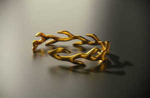 Gold Flame Bracelet 3D model