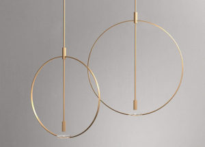 Gold Metal Round Pendant Lamp 3D Model