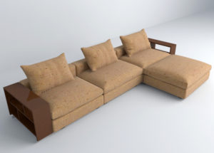 Modern Brown Textile Sofa 3D Model