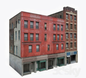 Old Apartment Building Block 3D Model