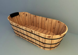 Old Wooden Bathtub 3D Model