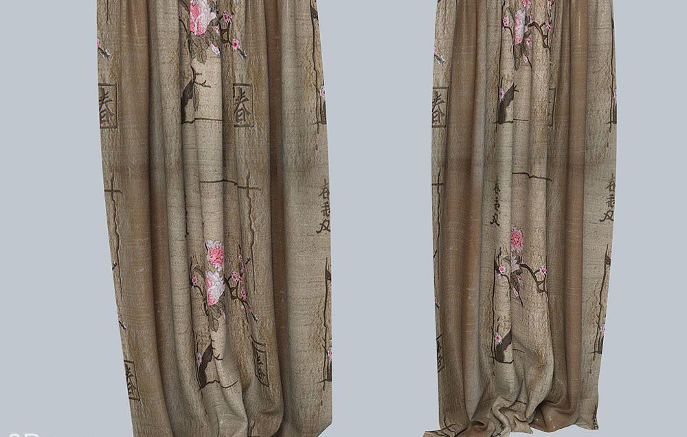 Oriental Style Curtain 3D Model