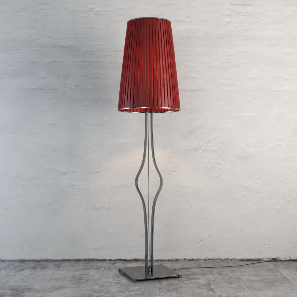 Red Shade Floor Light 3D Model