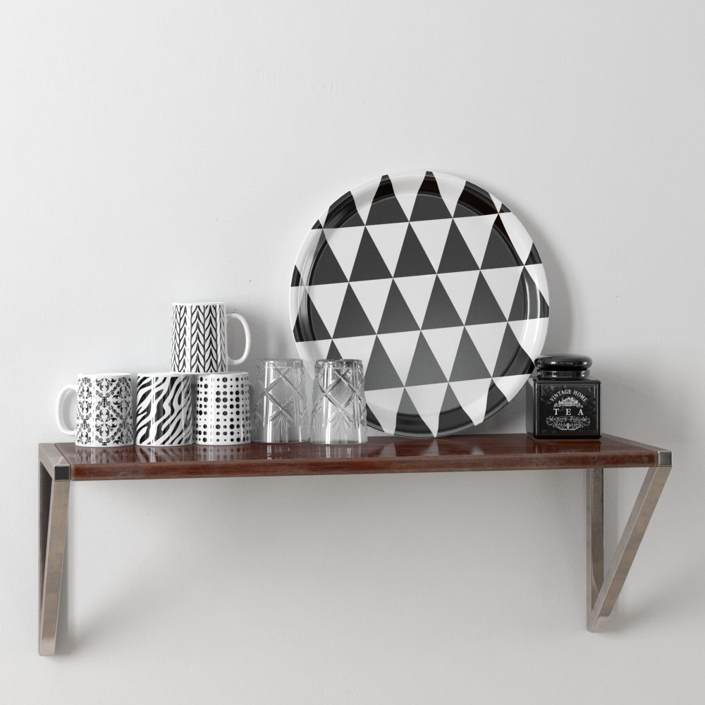 Tray and Cups 3D Model