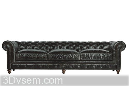 Triple Leather Sofa 3D Model