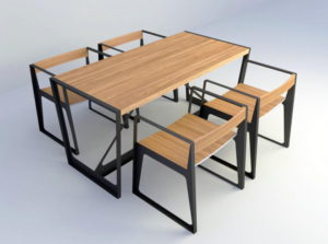 Wooden Dining Set Free 3D Model