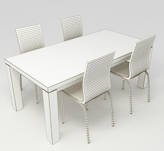 Table and Chairs 3D Model